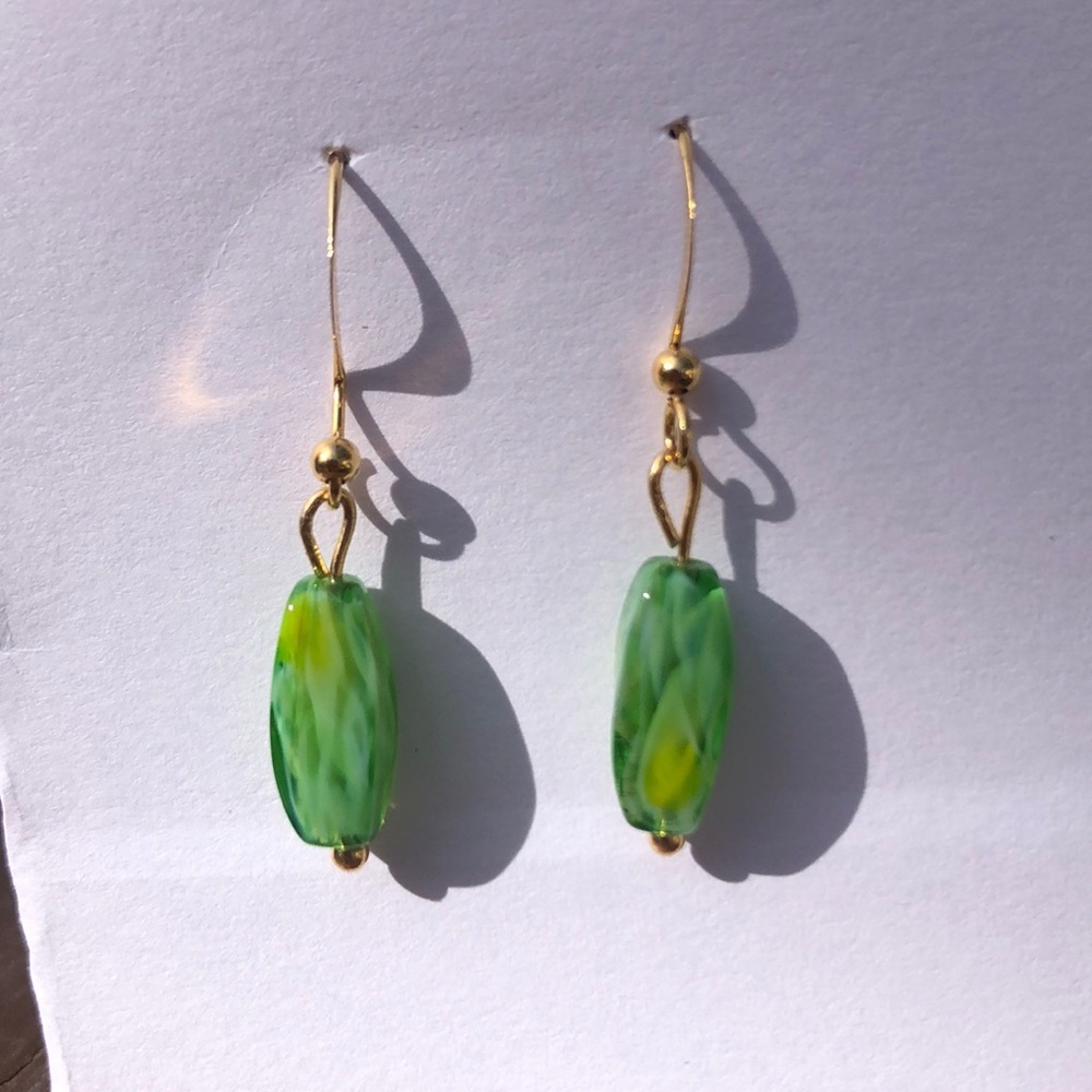 ⭐️HP⭐️ Handmade ❤️ Green Glass Earrings